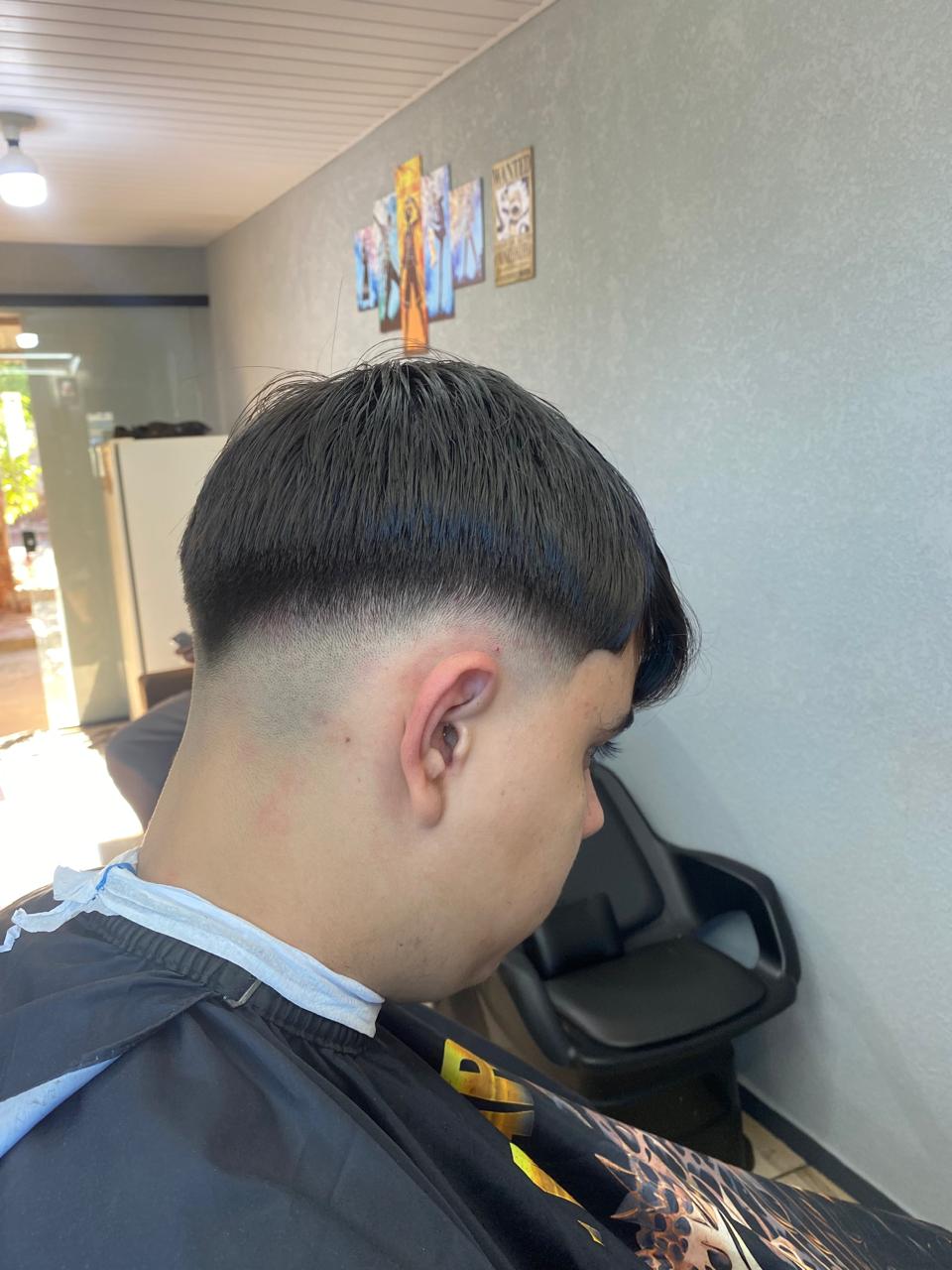 Corte bowl fade realizado na Barbearia LK01